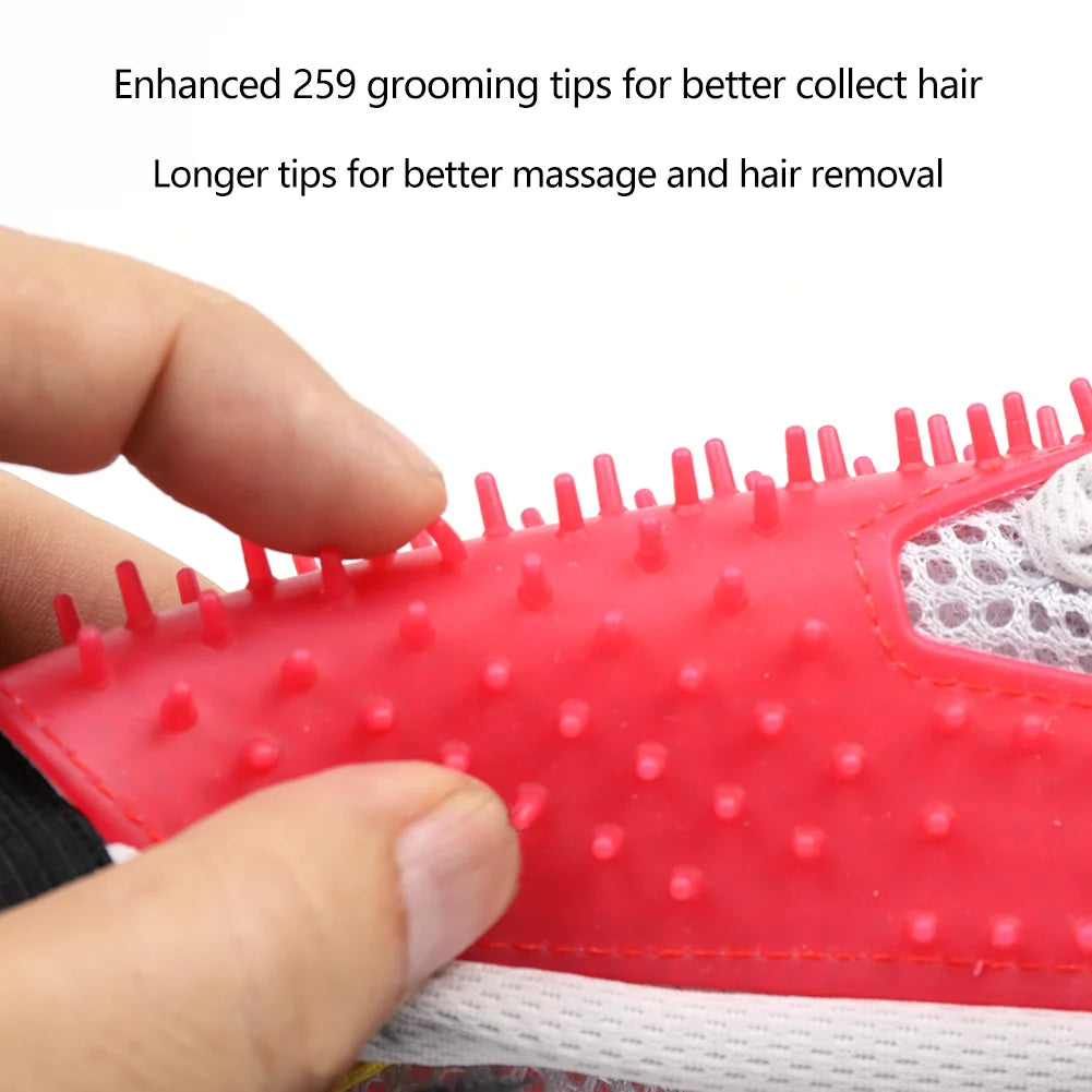 Soft Pet Grooming Gloves Hair Remover Deshedding for Cats, Dogs, Rabbits and Horses