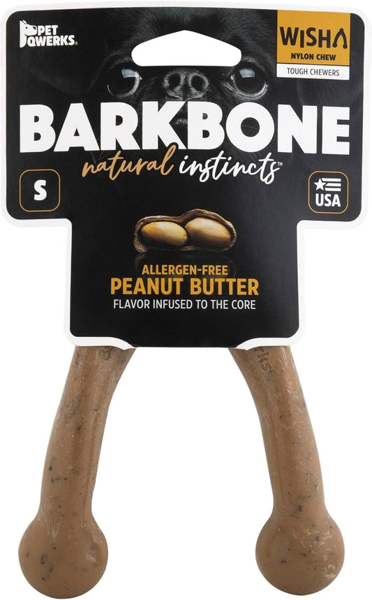Wishbone Barkbone - Nylon Chew Toy for Aggressive Chewers - Peanut Butter Flavor - 5.38"