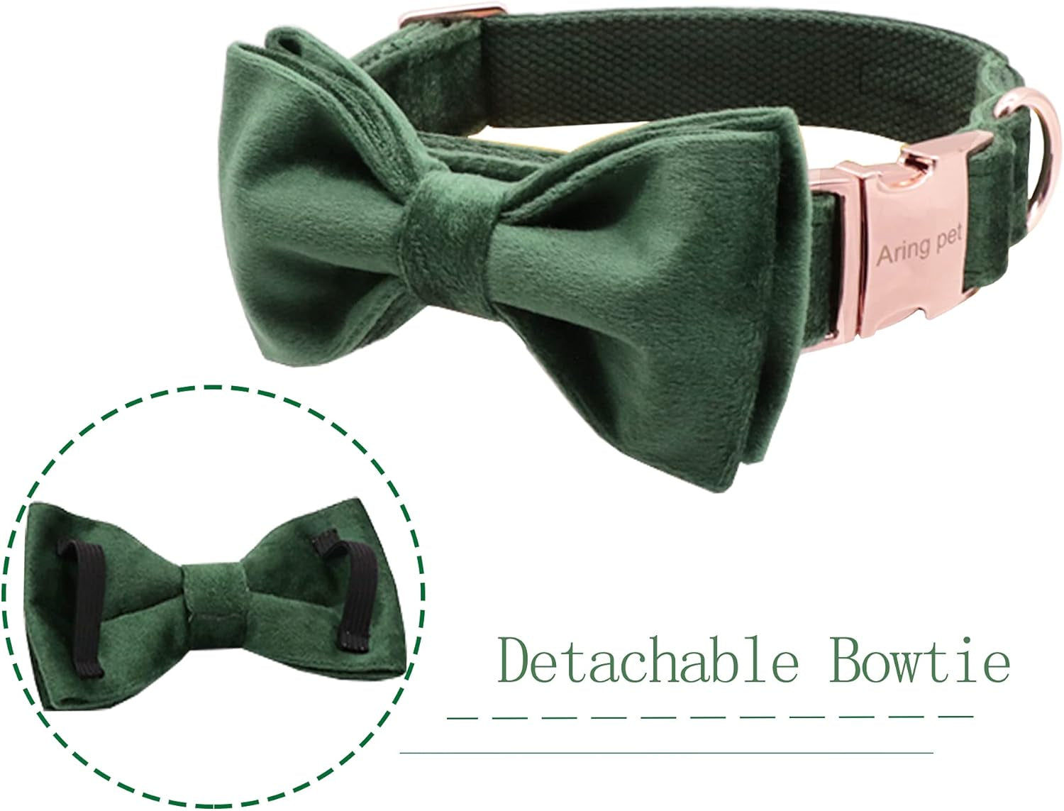 Christmas Dog Collars with Bowtie, Cute Xmas Green Velvet Pet Bow Tie Collar with Metal Buckle for Puppy Small Medium Large Boy Girl Dogs-S