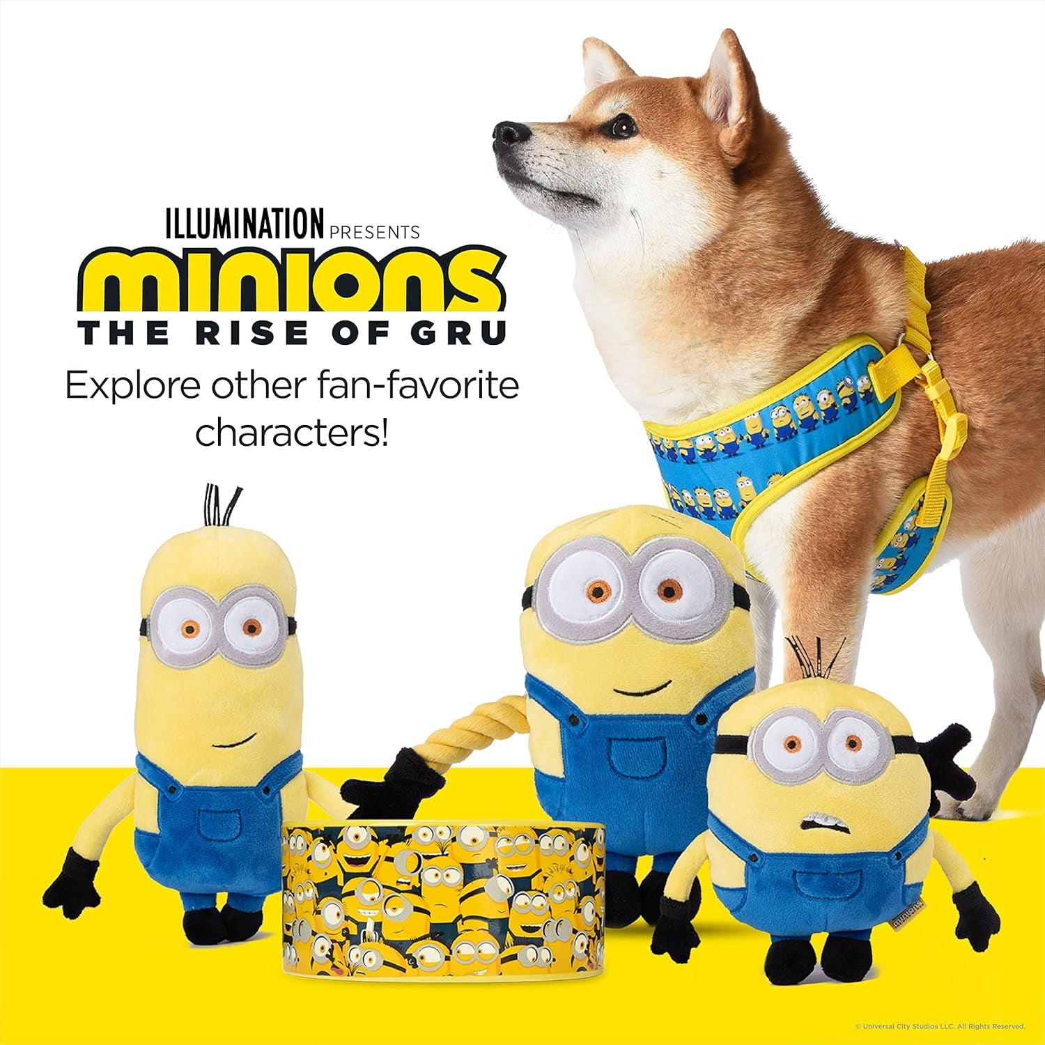 Dog Leash, 4Ft (48In) Blue and Yellow  in a Row | Gifts for  Fans and Their Pets | Officially Licensed Pet Product from Universal Studios