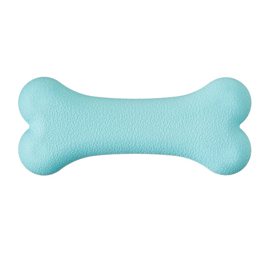 Medium Blue Durable Rubber Dog Bone with Squeaker, Chew Level 3
