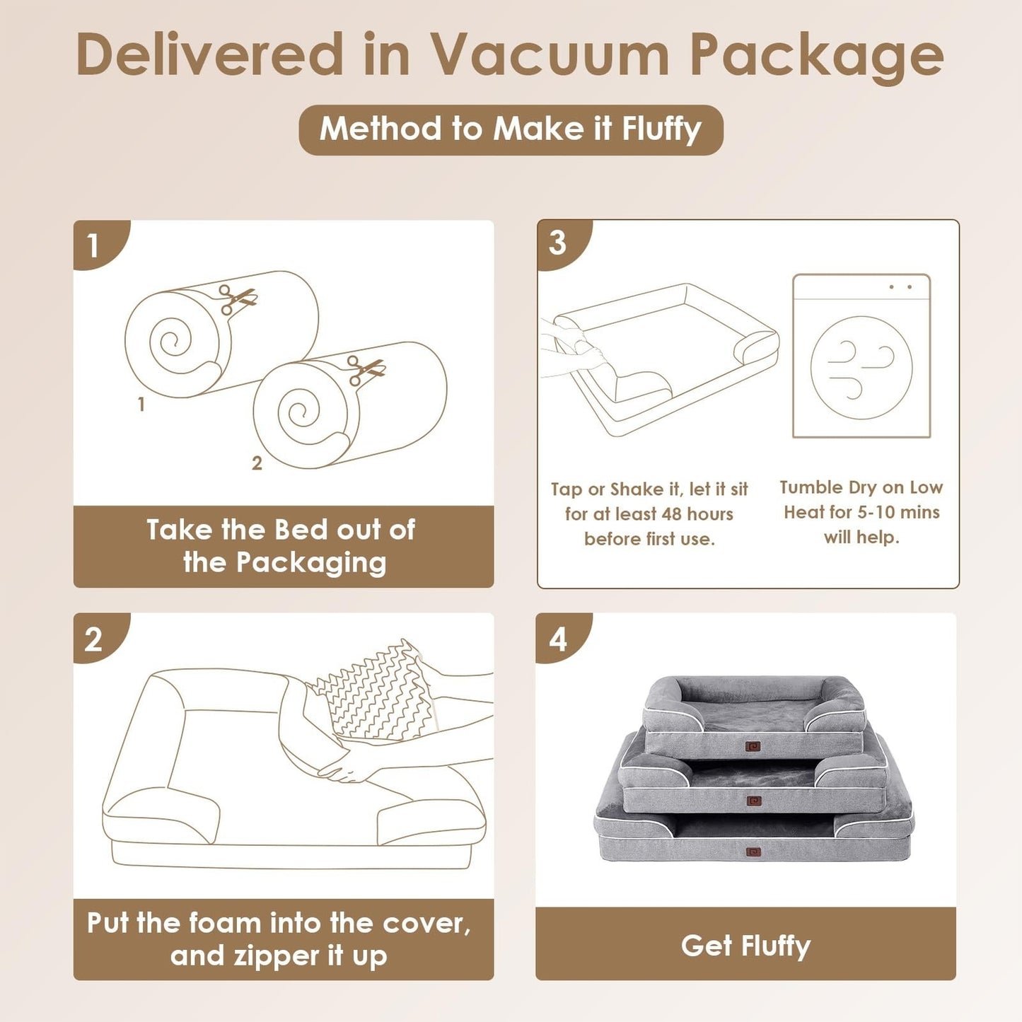 EHEYCIGA Orthopedic Dog Beds Large Sized Dog, Waterproof Memory Foam Pet Bed ...