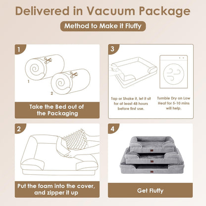 EHEYCIGA Orthopedic Dog Beds Large Sized Dog, Waterproof Memory Foam Pet Bed ...