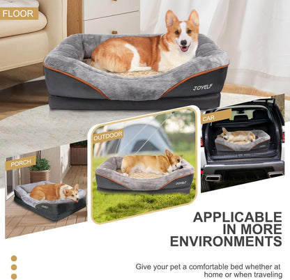 Large Memory Foam Dog Bed, Orthopedic Dog Bed & Sofa with Removable Washable Cover and Squeaker Toy as Gift